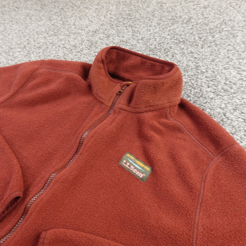 LL Bean Jacket Mens M Red Full Zip Mountain Classic Fleece Coat Outdoor Hiking